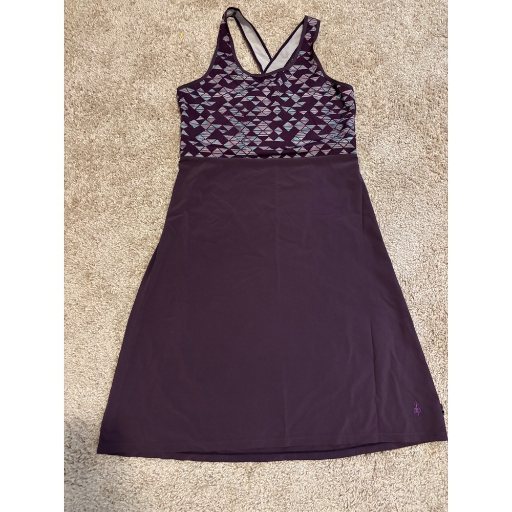 Smartwool Merino Wool Blend Athletic Dress Purple Geometric Strappy Back Small